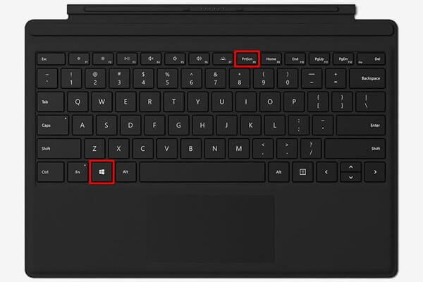 Screenshot di Surface con tastiera