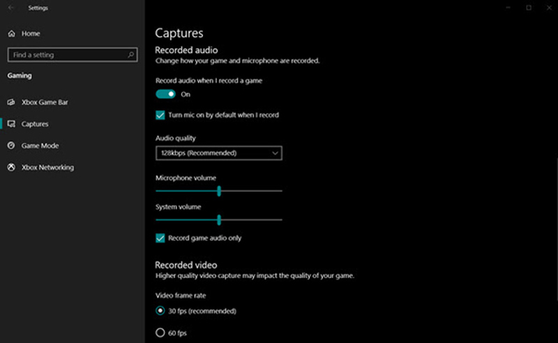 Cambiar la configuración de grabación