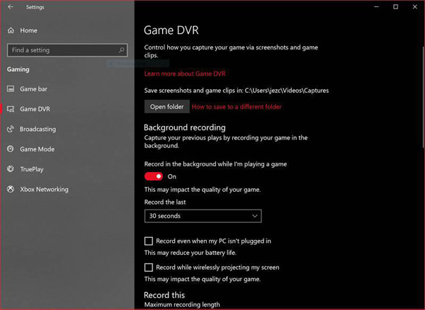 Deaktivieren Sie den Spiel-DVR auf Windows 10