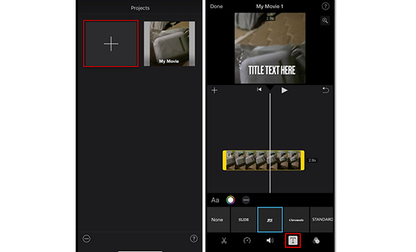 Felirat hozzáadása az iMovie iPhone-hoz