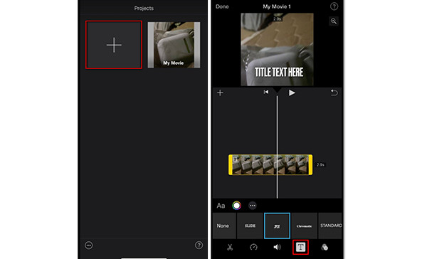 הוסף כתוביות ב-iMovie iPhone