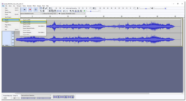 Audacity Converter MP4 para WAV