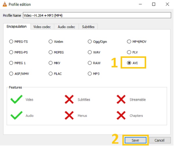 Choose The Desired Format VLC