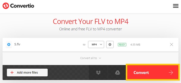 Pretvori Flash u HTML5 Convertio