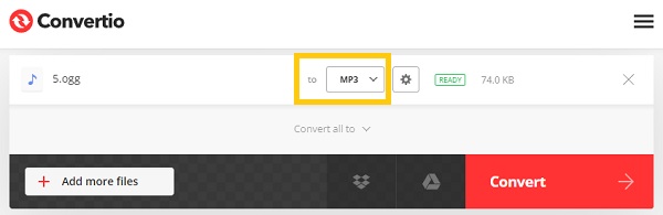 Convertio แปลง OGG เป็น MP3