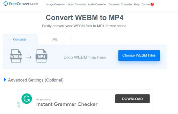 FreeConvert WebM ל MP4