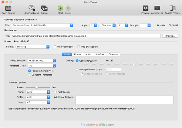 HandBrake 將 QuickTime 轉換為 MP4