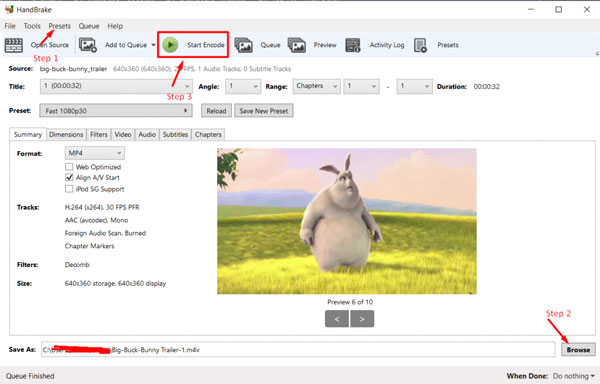 HandBrake WebM เป็น MP4