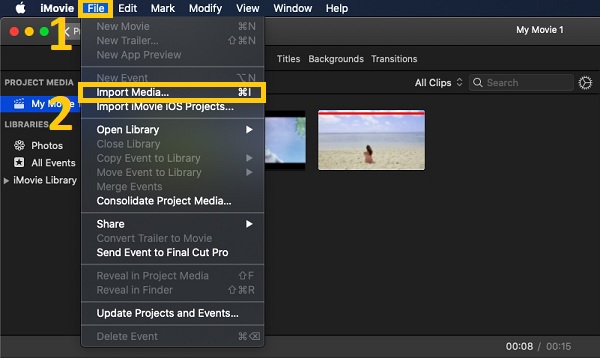 Importuj multimedia iMovie