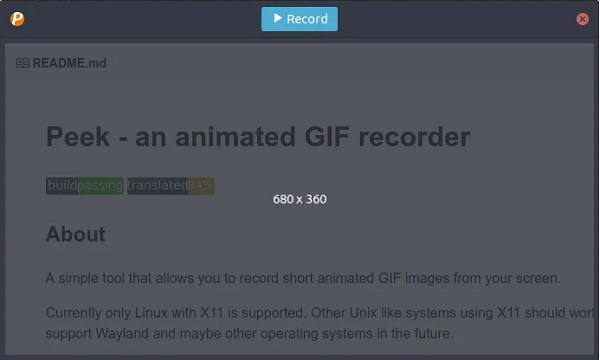 Gravador de tela Peek Linux