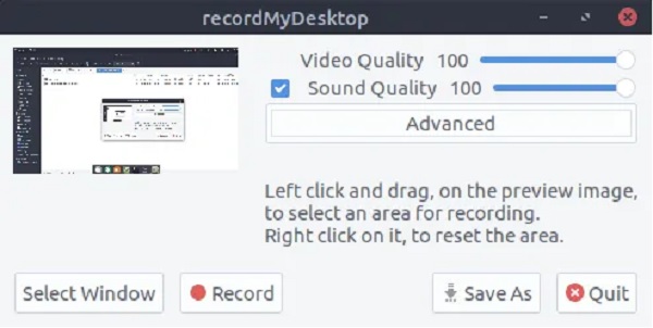 Gravador de tela do Record My Desktop Linux