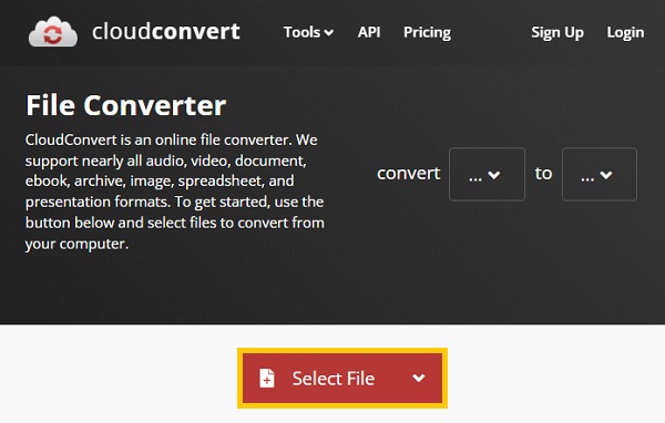 Válassza a Fájl Cloudconverts lehetőséget
