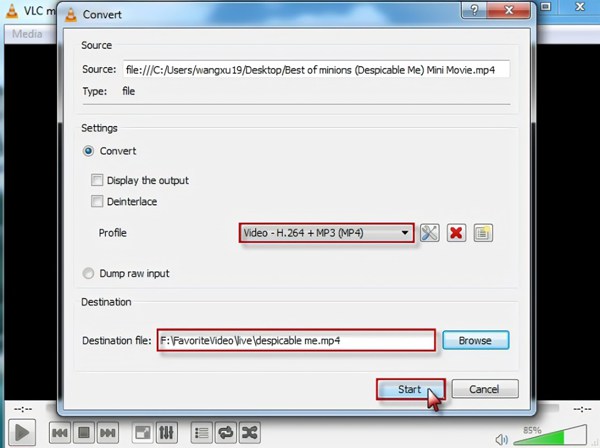 VLC 將 QuickTime 轉換為 MP4
