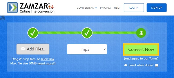 ZamZar Convertir M4A en MP3