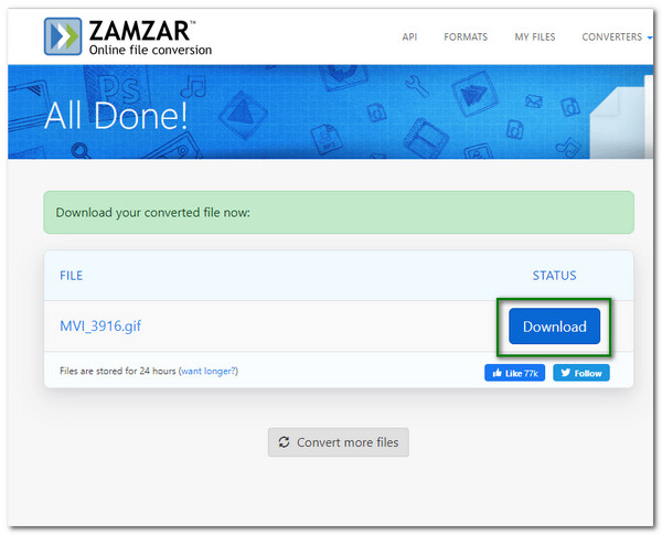 Zamzar ดาวน์โหลด