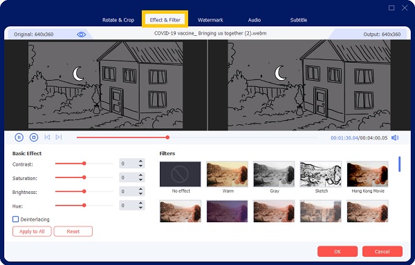 Effectfilter toevoegen om WEBM-video's te bewerken