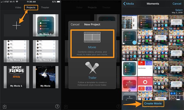 Dodaj datoteke iMovie iPhone