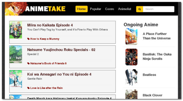 Site-ul AnimeTake Anime