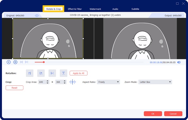 WEBMビデオのトリミングと回転