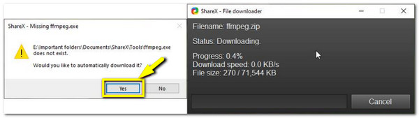 ShareX הורד FFMPEG