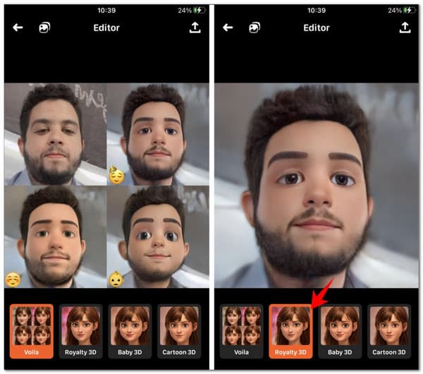 Voila l'application d'animation de visage d'artiste