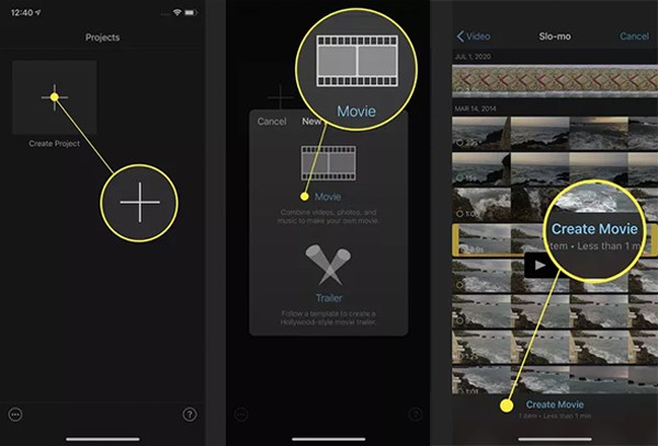Napravite novi projekt Ubrzajte iMovie