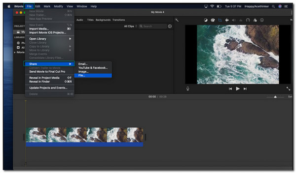 iMovie fildelingsmenu