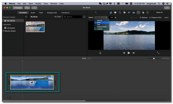 iMovie Mac Tukar Kepantasan Kepantasan