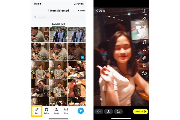 Videos inversos de TikTok de Snapchat