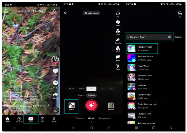 TikTok Crear advertencia de flash