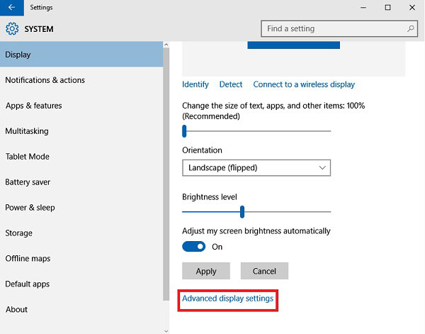 Configurações Avançadas de Exibição Windwos 10