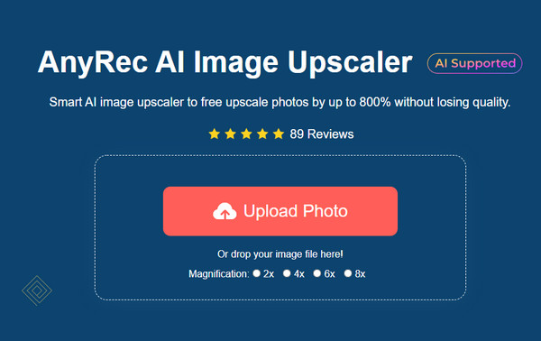 برنامج AnyRec AI Free Image Upscaler عبر الإنترنت