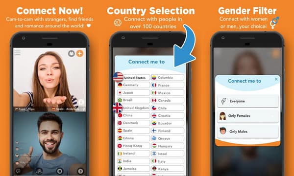 Chat video CamSurf con app per sconosciuti