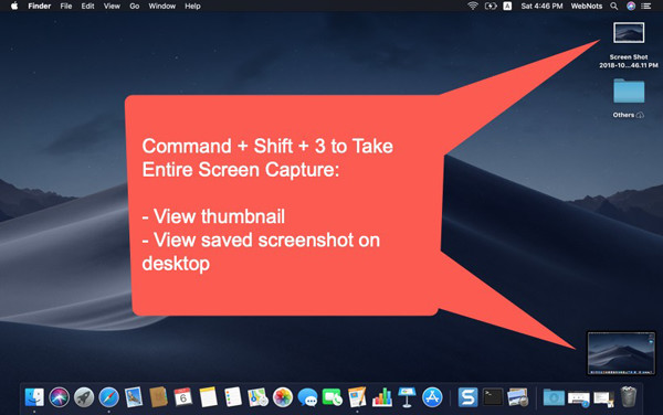 Atalho de captura de tela do Command Shift 3 Mac