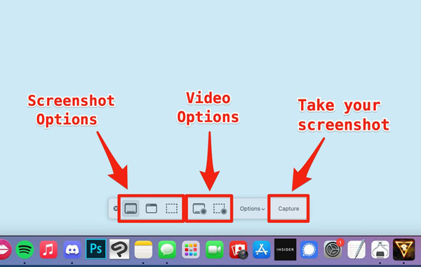 Raccourci de capture d'écran de Command Shift 5 Mac