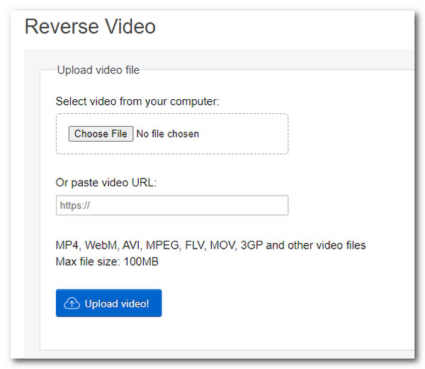 Reversor de vídeo online EZGIF