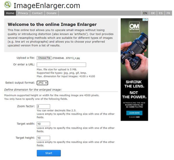 Ampliador de imágenes Ampliar imágenes en línea