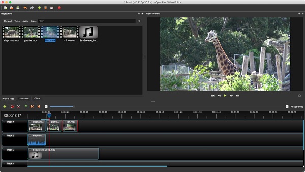 OpenShot เปลี่ยนภาพแนวนอน