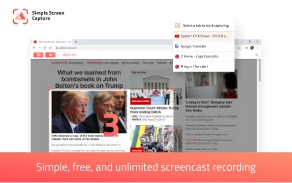 Enkel Screen Capture Screen Recorder Chrome