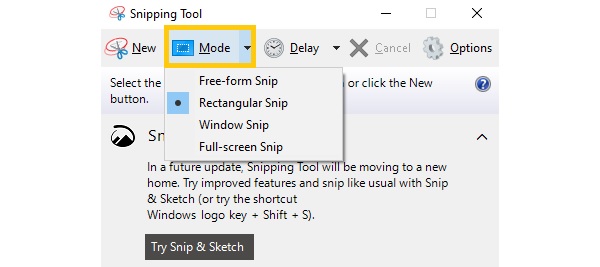 Snipping Tool Mode