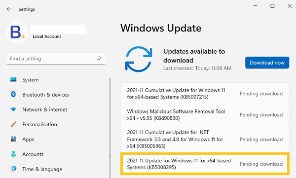 Aktualizujte Windows 11