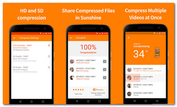 Video Compressor by Sunshine Compress Video on Android