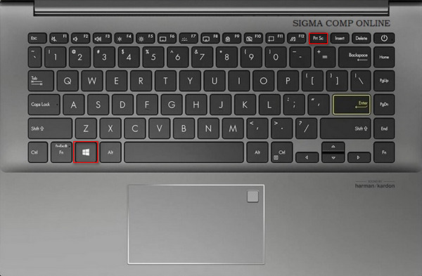 Skærmbillede med Windows Print Screen på Asus