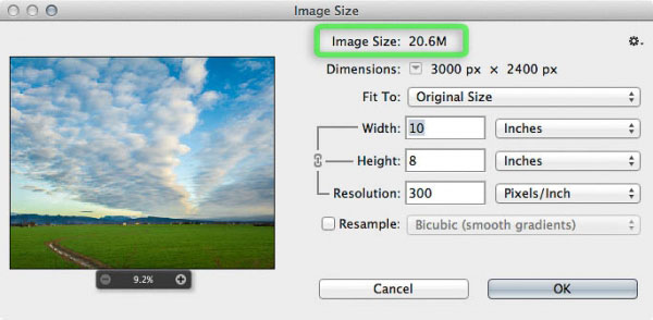 Regola le dimensioni PNG di Photoshop