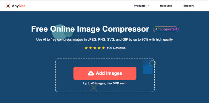 AnyRec gratis online beeldcompressor