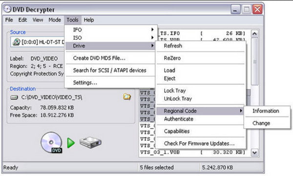 DVD Decrypter ISO u VOB besplatni program za pretvaranje