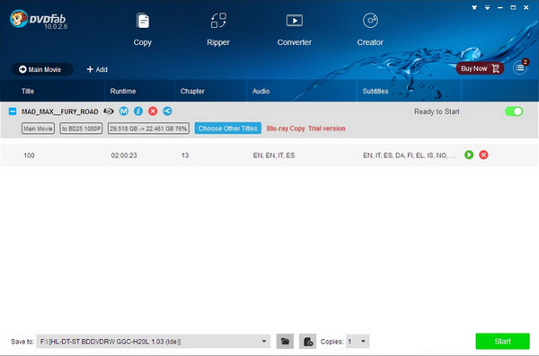 DVDFab HD Decrypter ISO เป็น VOB Free Converter Program