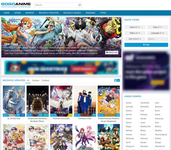 GoGoAnime webhely, mint az AnimeUltima