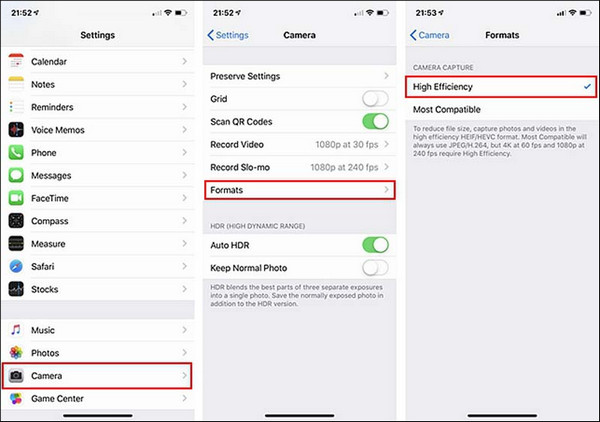 iPhone-Einstellungen formatieren hohe Effizienz