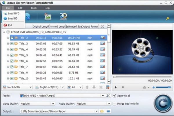 Leawo Blu-ray Ripper besplatni program za pretvaranje ISO u VOB